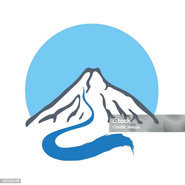 Mountain River Vector Logo Illustration Stock Illustration - Download Image Now - Abstract, Adventure, Blue