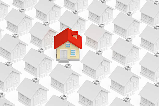 istock Funny unique house standing out from gray houses 532262636