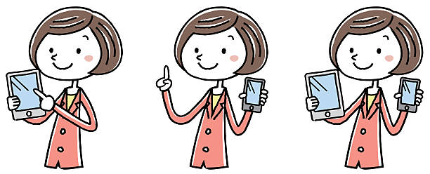 illustration material: women smartphone tablet business suit - chat adultos gratis 幅插畫檔、美工圖案、卡通及圖標