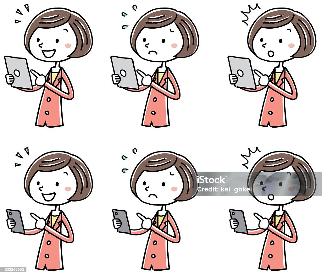 Illustration material: Women smartphone tablet operation variations of the business Illustration material: Women smartphone tablet operation variations of the business suit Adult stock vector