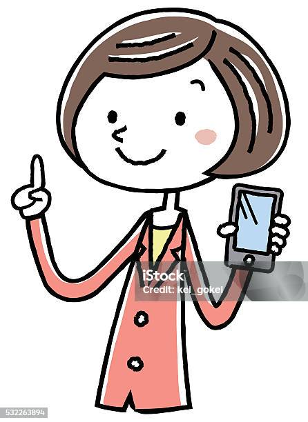 Illustration Material Business Suit Female Smartphone Stock Illustration - Download Image Now