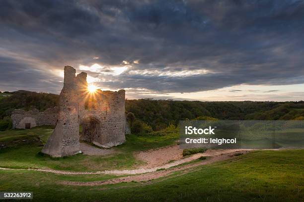Pennard Castle Sunset Stock Photo - Download Image Now - Boardwalk, Castle, Cloud - Sky