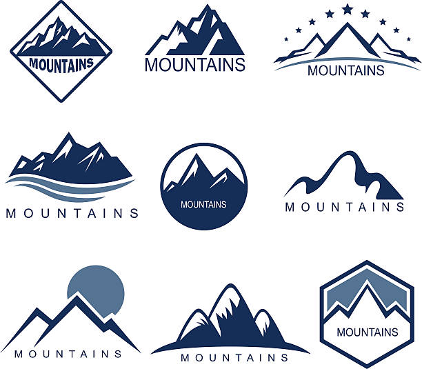 Mountains Design set of 9 mountains mountain peak illustrations stock illustrations