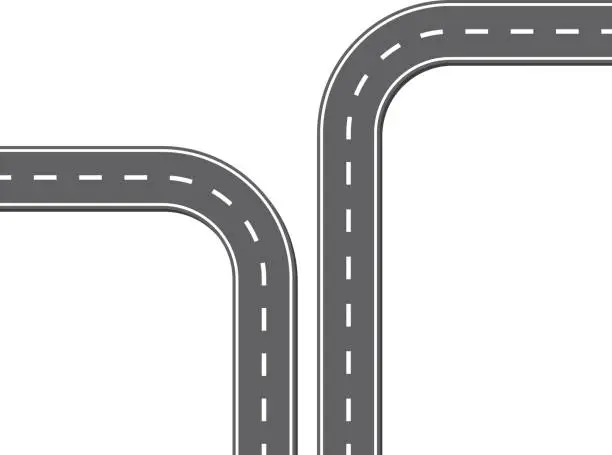 Vector illustration of Different direction road