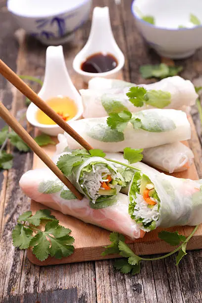 fresh spring roll with noodle and vegetable