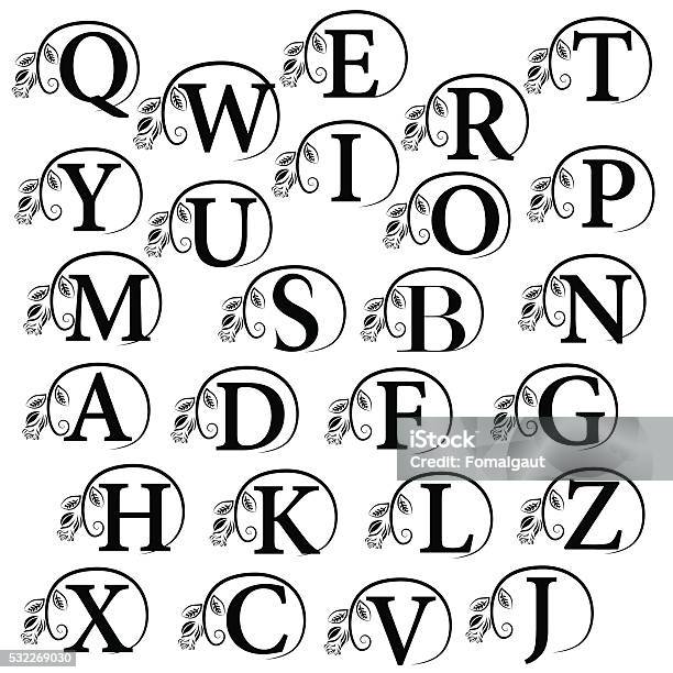 Chillenium Letters Vintage Alphabet Design Element Emblem Letters With Rose Vector ...