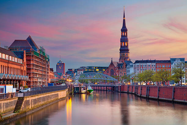 Hamburg. Image of Hamburg- Speicherstadt during beautiful sunset. germany stock pictures, royalty-free photos & images
