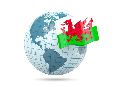 Globe with flag of wales. 3D illustration