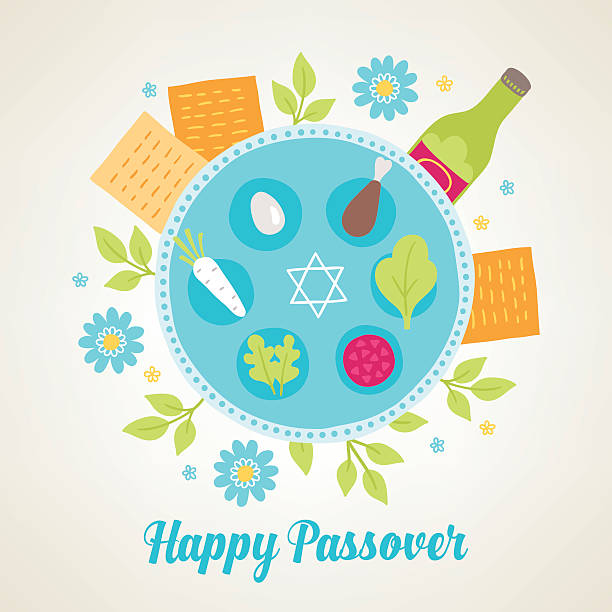 illustrations, cliparts, dessins animés et icônes de pâque juive carte de vœux avec des symboles juifs fêtes de fin d'année - passover