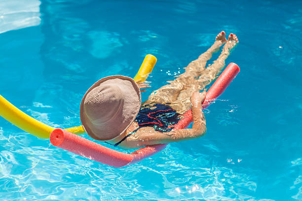 istock Floating in a pool in summer wearing a hat 532274244