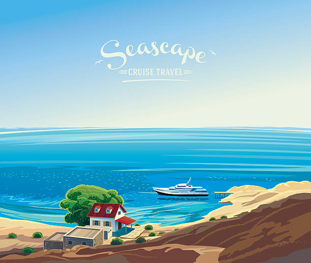 ilustrações de stock, clip art, desenhos animados e ícones de vista do mar. - cruise travel beach bay