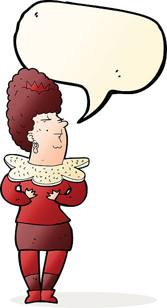 ilustrações de stock, clip art, desenhos animados e ícones de mulher aristocratic mulher com balão de fala - baroness