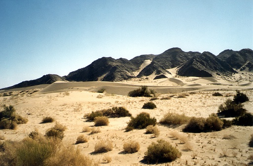 Sand dunes Landscape along the highway 5 from San Felipe to Mexicali, Baja California Norte. 