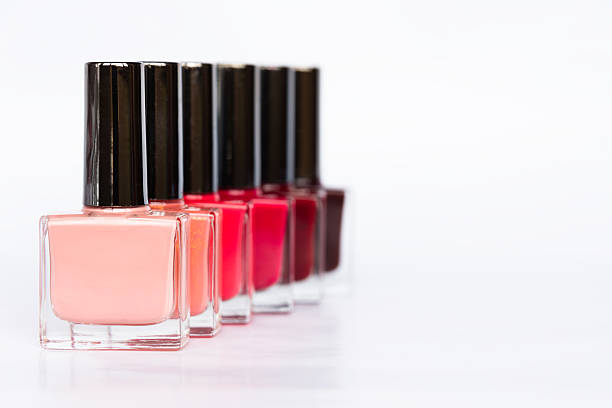 istock Palette of nail polish bottles on a white background 532279754
