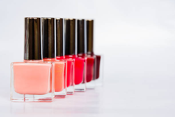 istock Palette of nail polish bottles on a white background 532280068