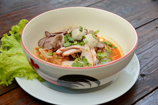 Thai Pork noodle spicy soup