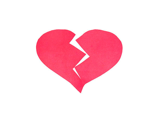 istock Broken heart,Heart made of paper on white background 532284233