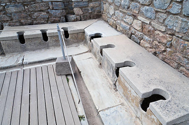 ruínas de éfeso - toilet public restroom ephesus history imagens e fotografias de stock