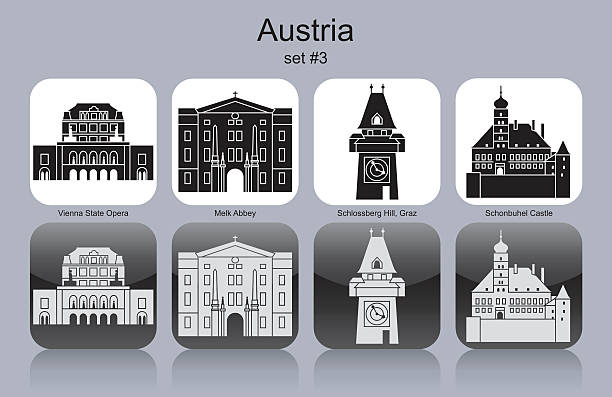 아이콘 of austria - clock tower illustrations stock illustrations