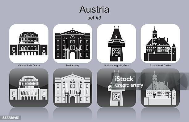 Vetores de Ícones Da Áustria e mais imagens de Graz - Graz, Torre de relógio, Ilustração e Pintura