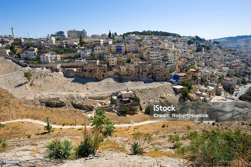 Kidron valley in Jerusalem Part of Jerusalem with the kidron valley in front as seen from the southeast corner of the temple mount 2015 Stock Photo