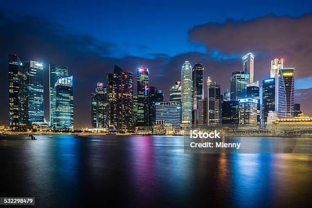 Singapore At Night Stock Photo - Download Image Now - Night, Singapore, Singapore City
