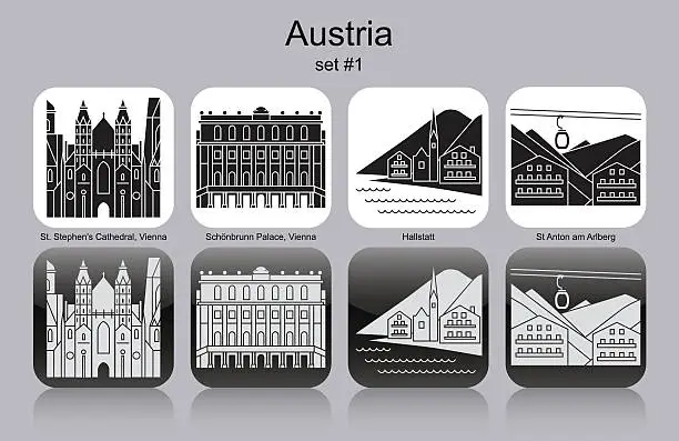 Vector illustration of Icons of Austria