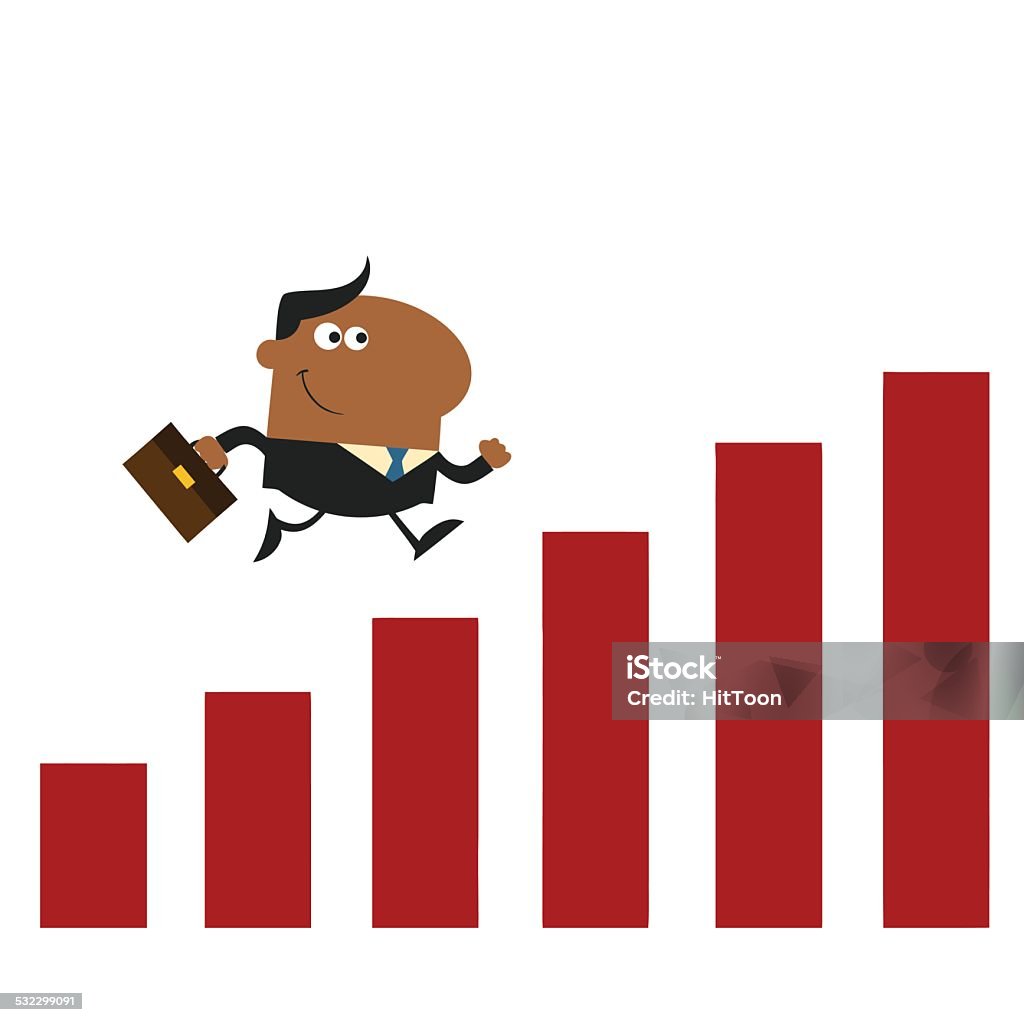 African American Businessman Running Up A Chart Flat Design Similar Illustrations: 2015 stock vector