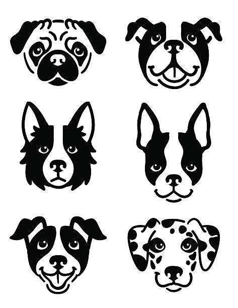 Stylised dog icons vector art illustration