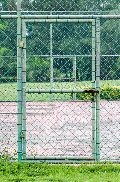 istock door lock on tennis court. 532300849