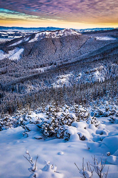 istock Sunrise on a mountain valley in winter 532301111
