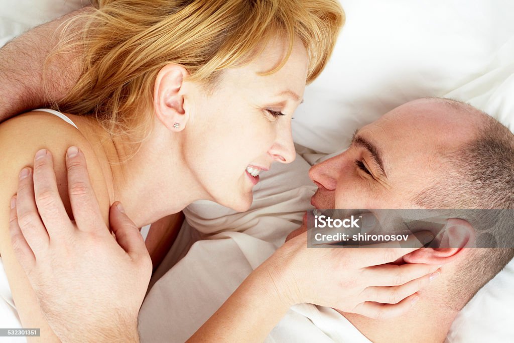 Closeness Close-up of wife and husband looking at each other with love 2015 Stock Photo
