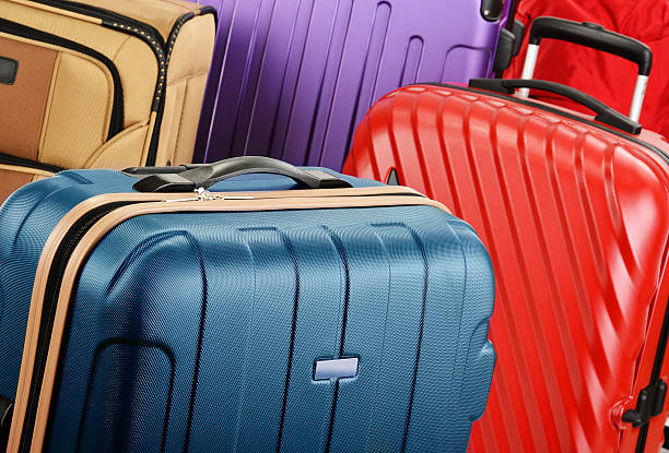 istock Composition with colorful travel suitcases 532302939