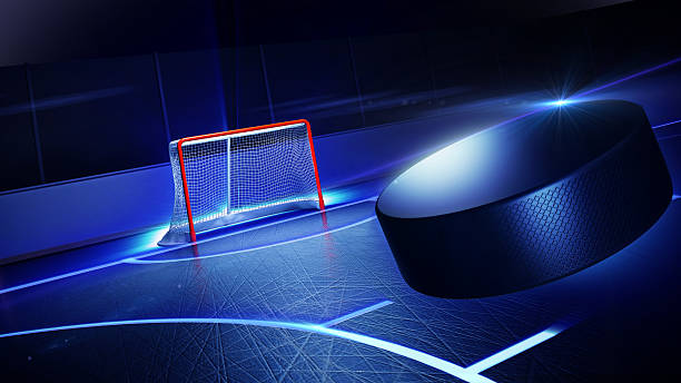 istock Hockey ice rink and goal 532304113