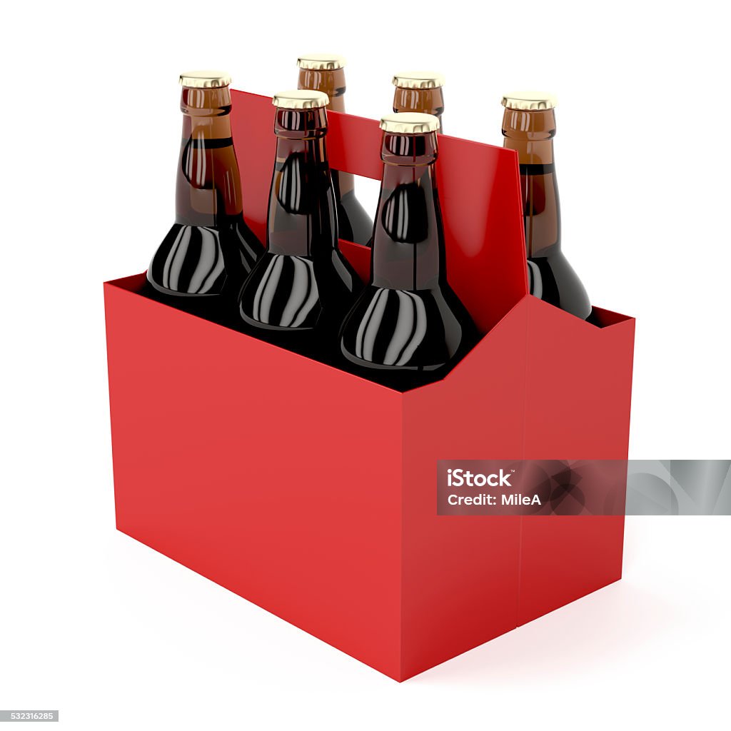 Dark bouteilles de bière - Photo de Pack de six libre de droits