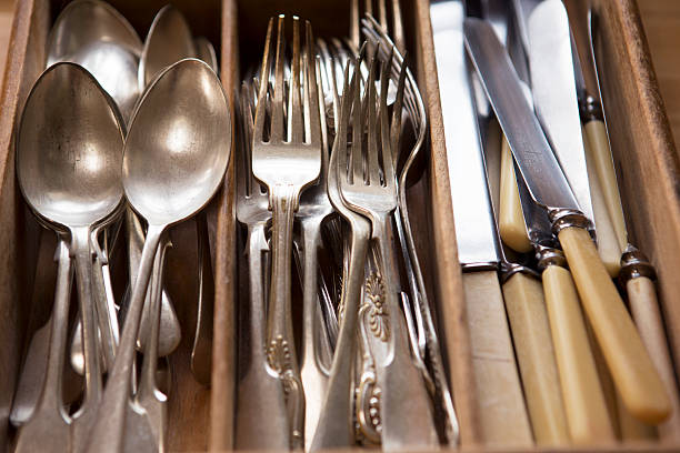 istock Silver Cutlery Arranged In Drawer 532317167