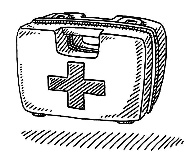 Vector illustration of First Aid Kit Box Drawing