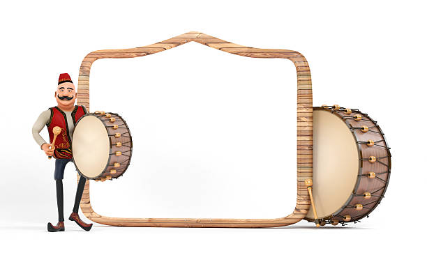 istock 3d ramadan drummer with wooden frame and drum 532332800