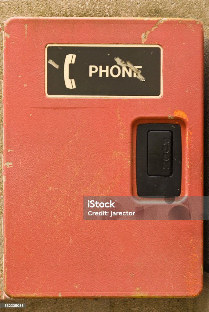 Emeergency Phone Vintage phone box usded on college campuses. 2015 Stock Photo