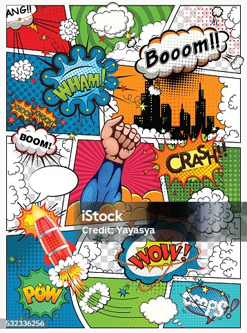 istock Comic book page divided by lines. Retro background mock-up. 532336256