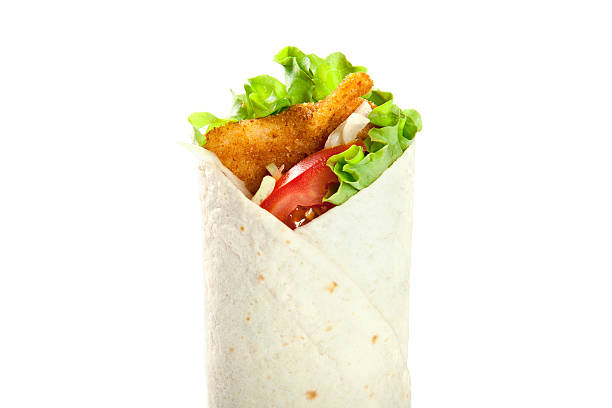 istock Tortilla with meat and vegetables isolate on white background 532336262