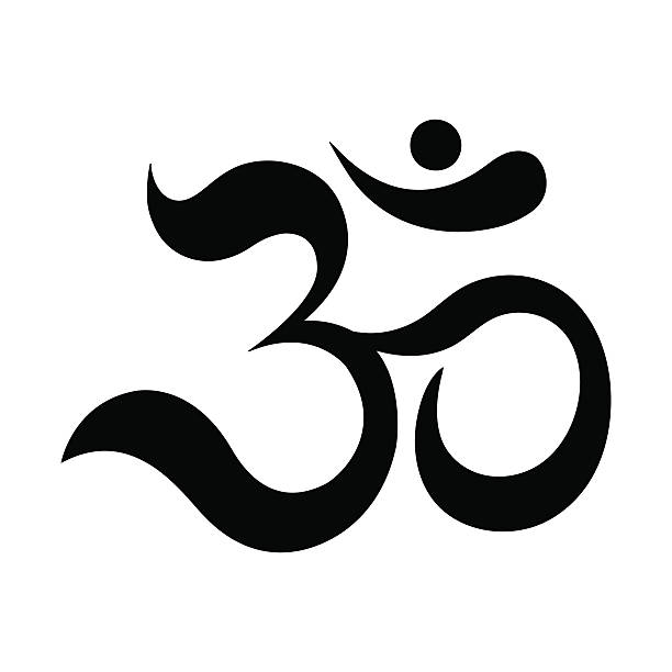 Om or Aum Indian sacred sound. Om or Aum Indian sacred sound. The symbol of the divine triad of Brahma, Vishnu and Shiva. hinduism stock illustrations