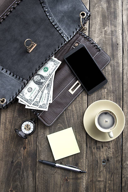 istock woman bag stuff and coffee from above 532337587