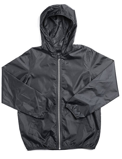 istock Black Rain Coat with Hood 532340946