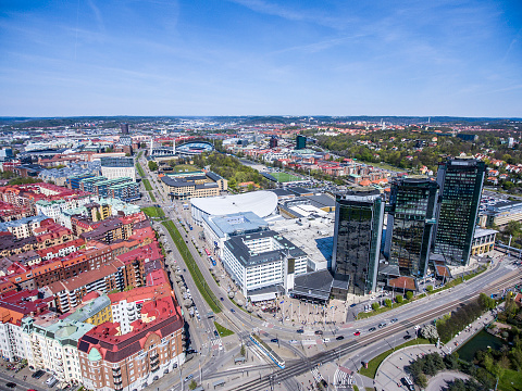 Aerial view over Gothenburg, Sweden.