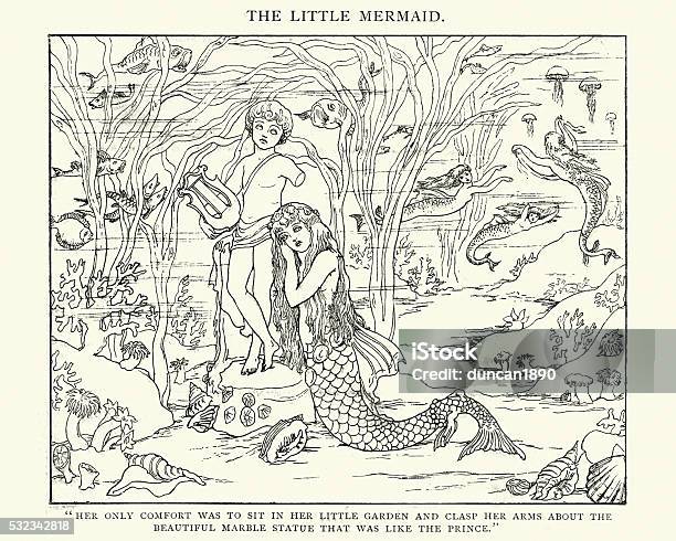 The Little Mermaid Stock Illustration - Download Image Now - Little Mermaid Statue, Mermaid, Illustration
