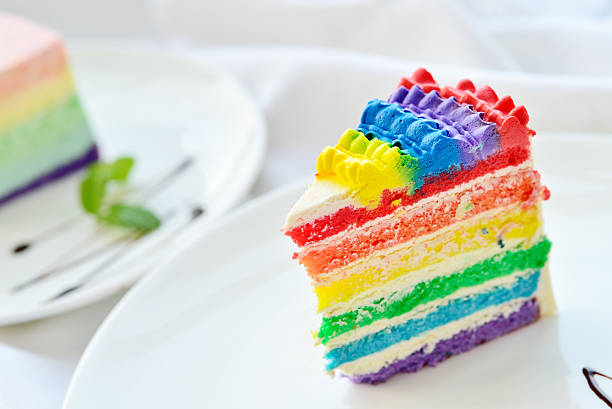 istock Slice of rainbow cake 532346756