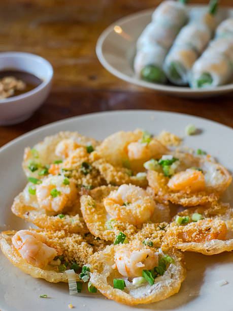 Vietnamese food, Banh Khot with shrimps stock photo