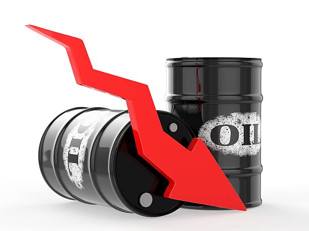 istock Oil Barrels with Red Arrow down. Financial crisis 532351017