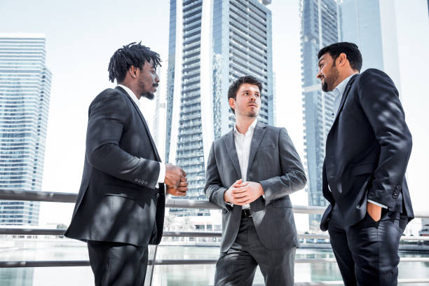 Business Team having disussion outside their office